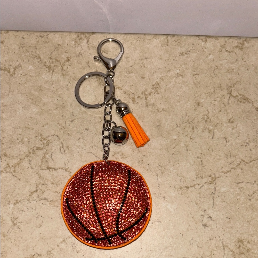Sparkling Basketball Keychain with Tassel
